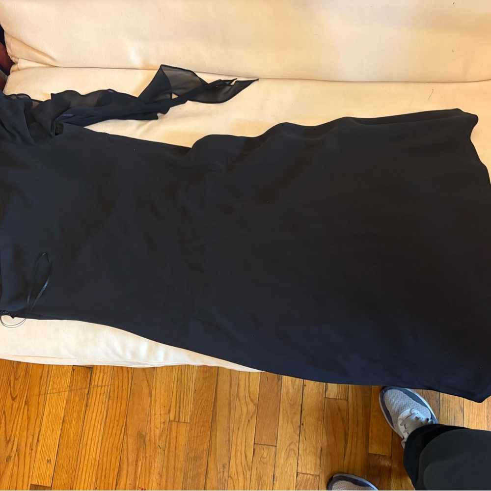 Lauren Ralph Lauren Black One-Shoulder Evening Dress